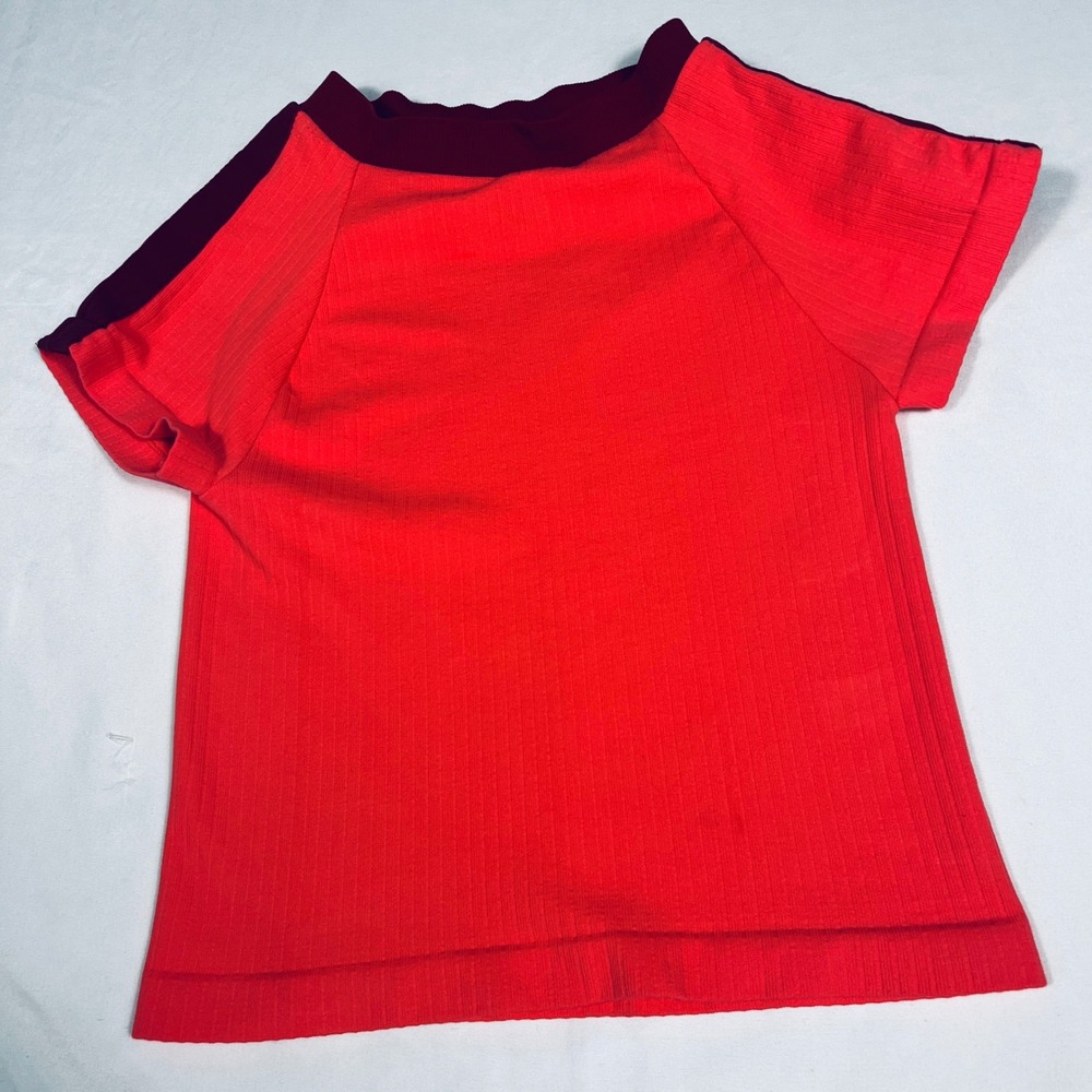 Intimately Free People Ribbed Raglan Baby Tee Coral Burgundy XS/S